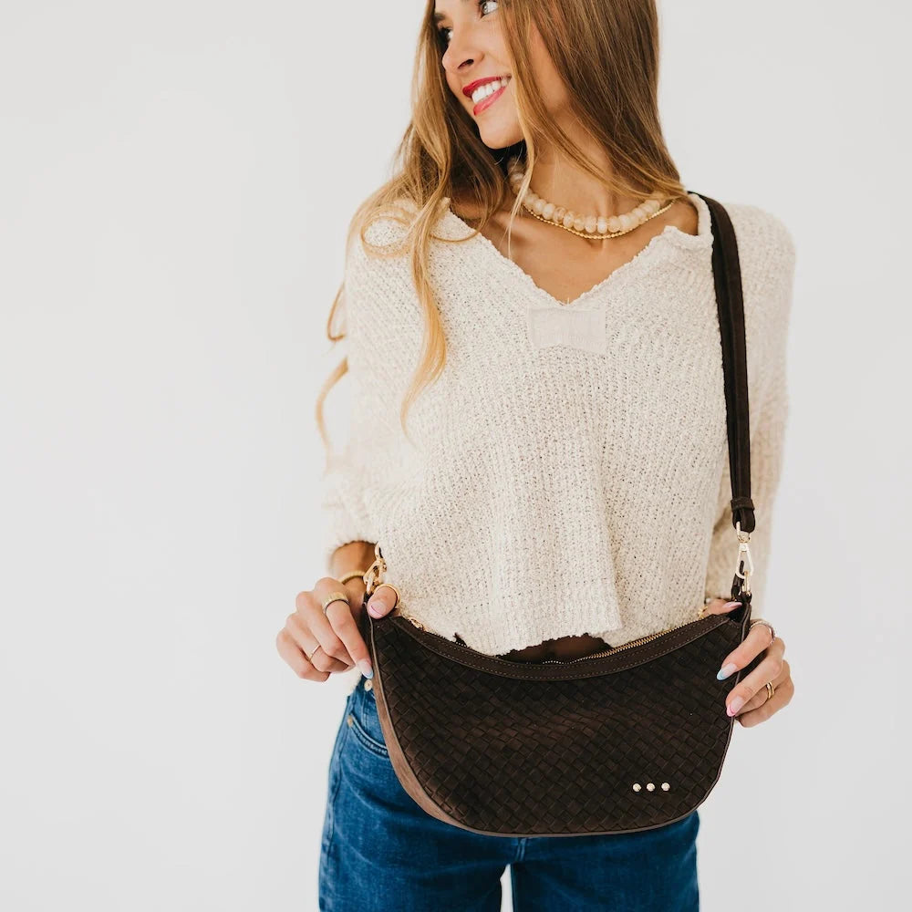 Paige Suede Woven Crossbody