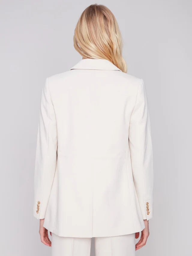 Solid Ruched Back Blazer