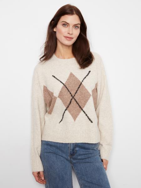 Crew Neck Argyle Sweater