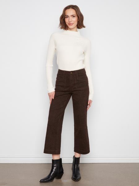 Printed Cropped Wide Leg Twill w/ Patch Pockets