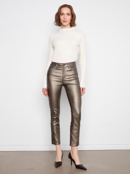 Slim Leg Metallic Wax Pant