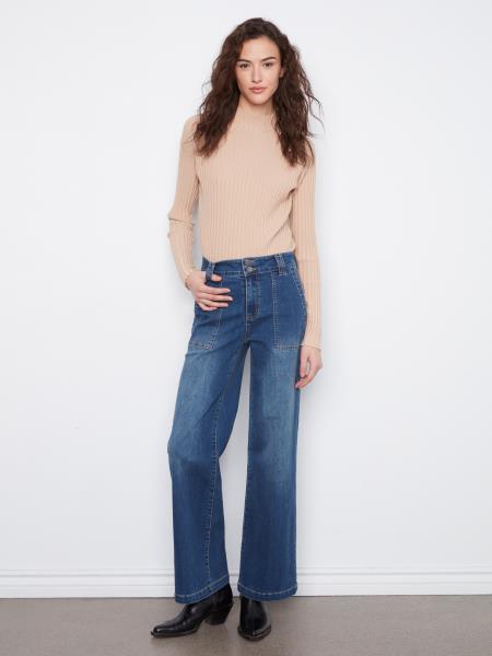 Wide Leg w/ Patch Pocket & Double Front Button Denim