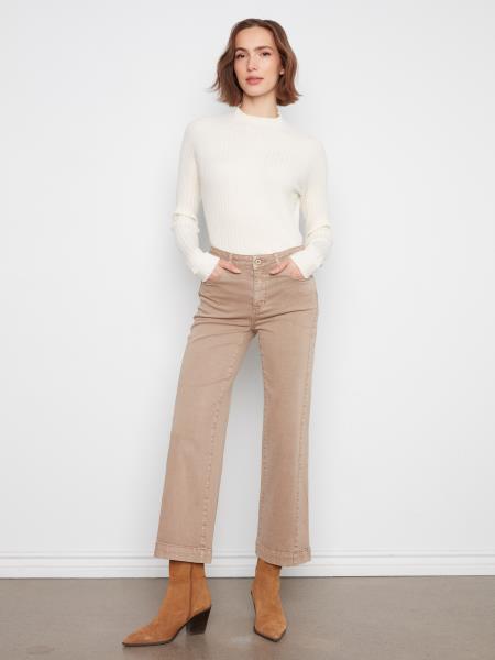 Wide Leg Colored Twill Pants
