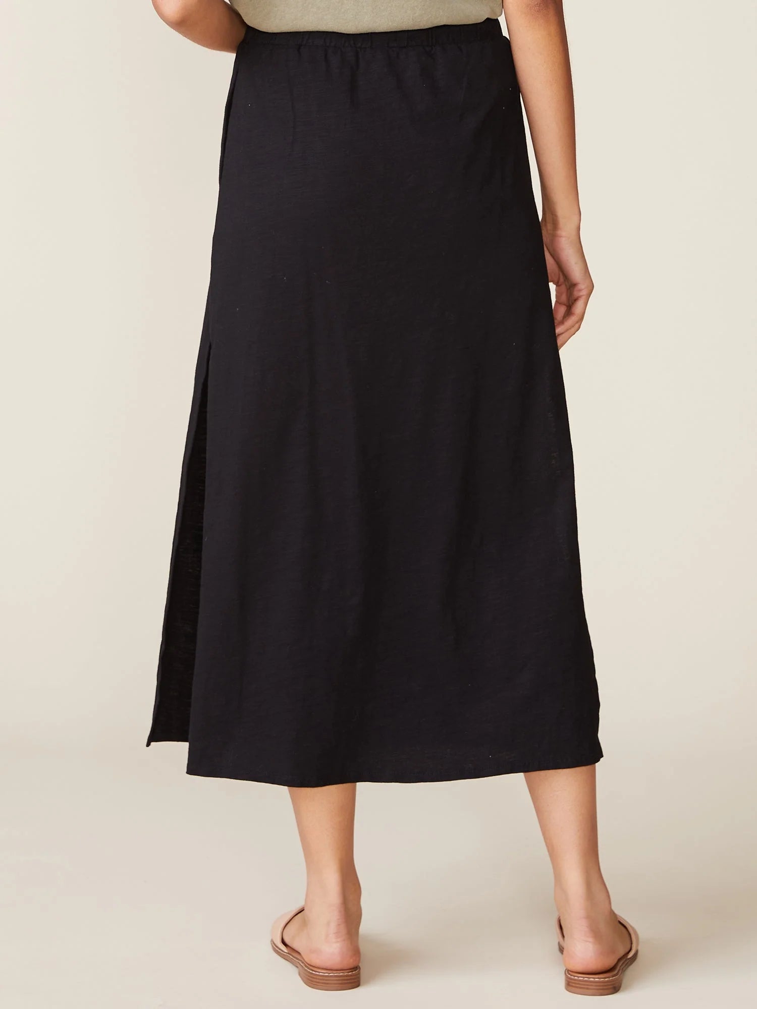 Side Slit Slub Maxi Skirt