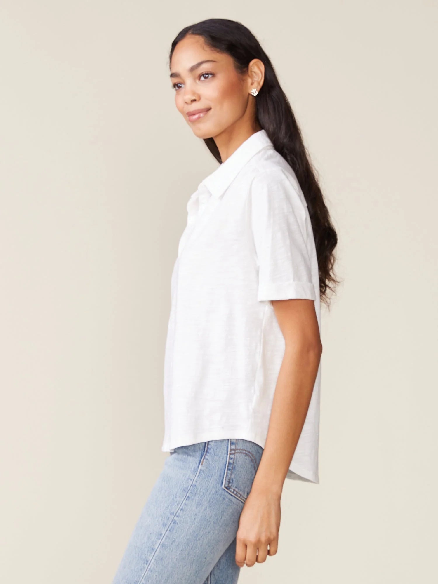 Elbow Sleeve Slub Popover Polo