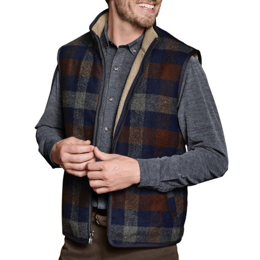 Plaid Sherpa-Lined Vest