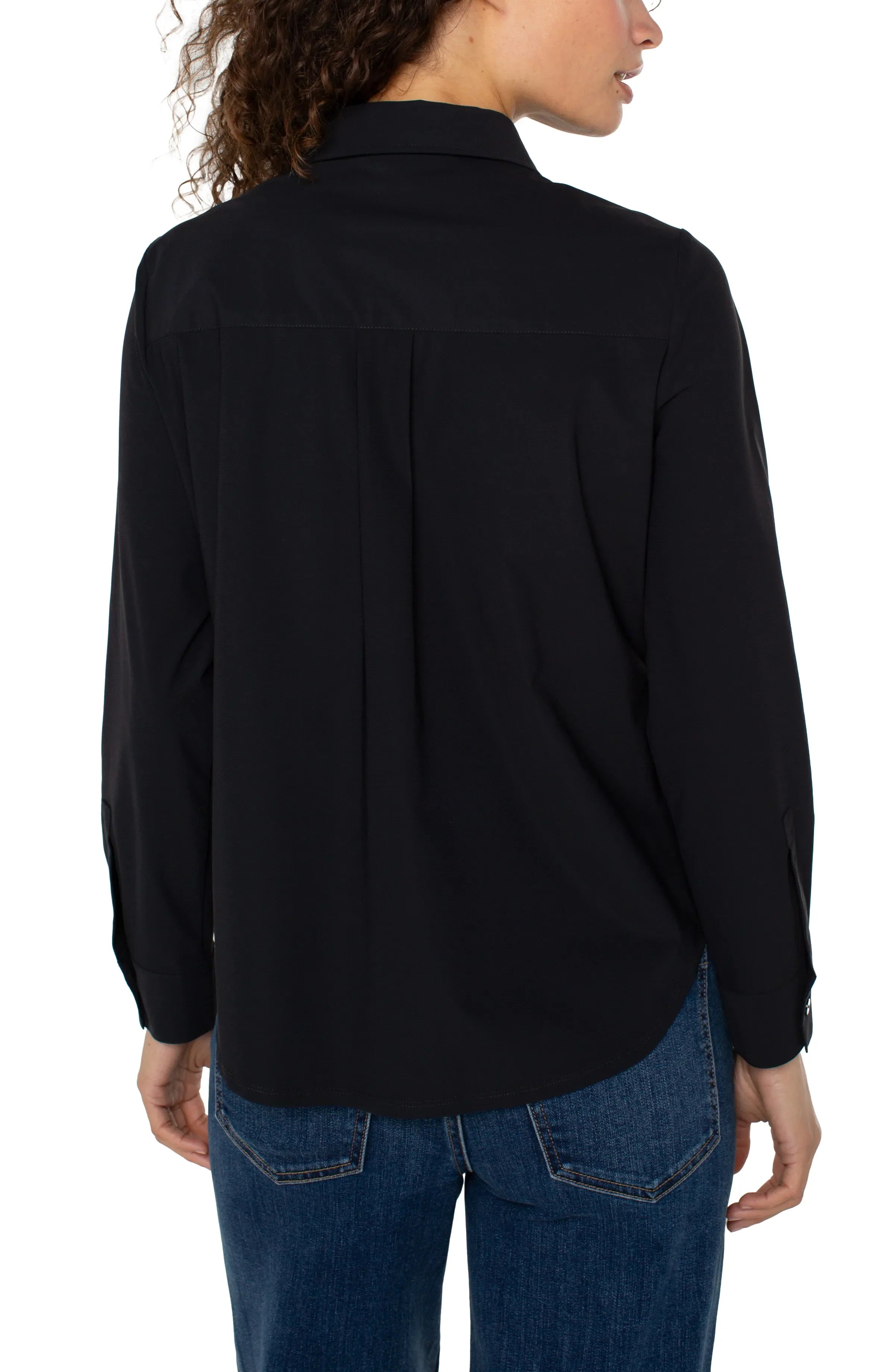 Long Sleeve Collared Zip Front Knit Shirt