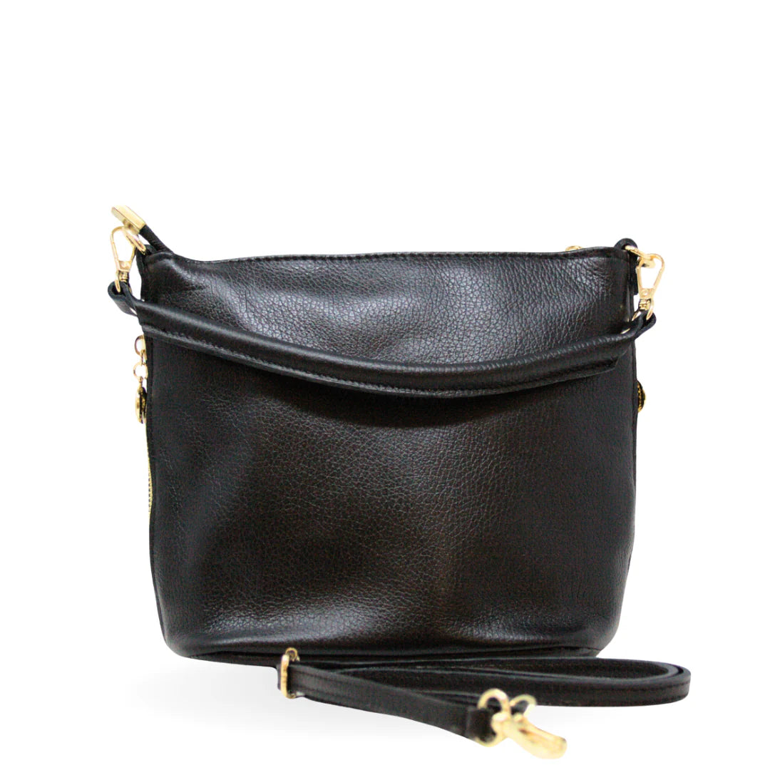 Genuine Italian Leather Zipper Mid-Bag