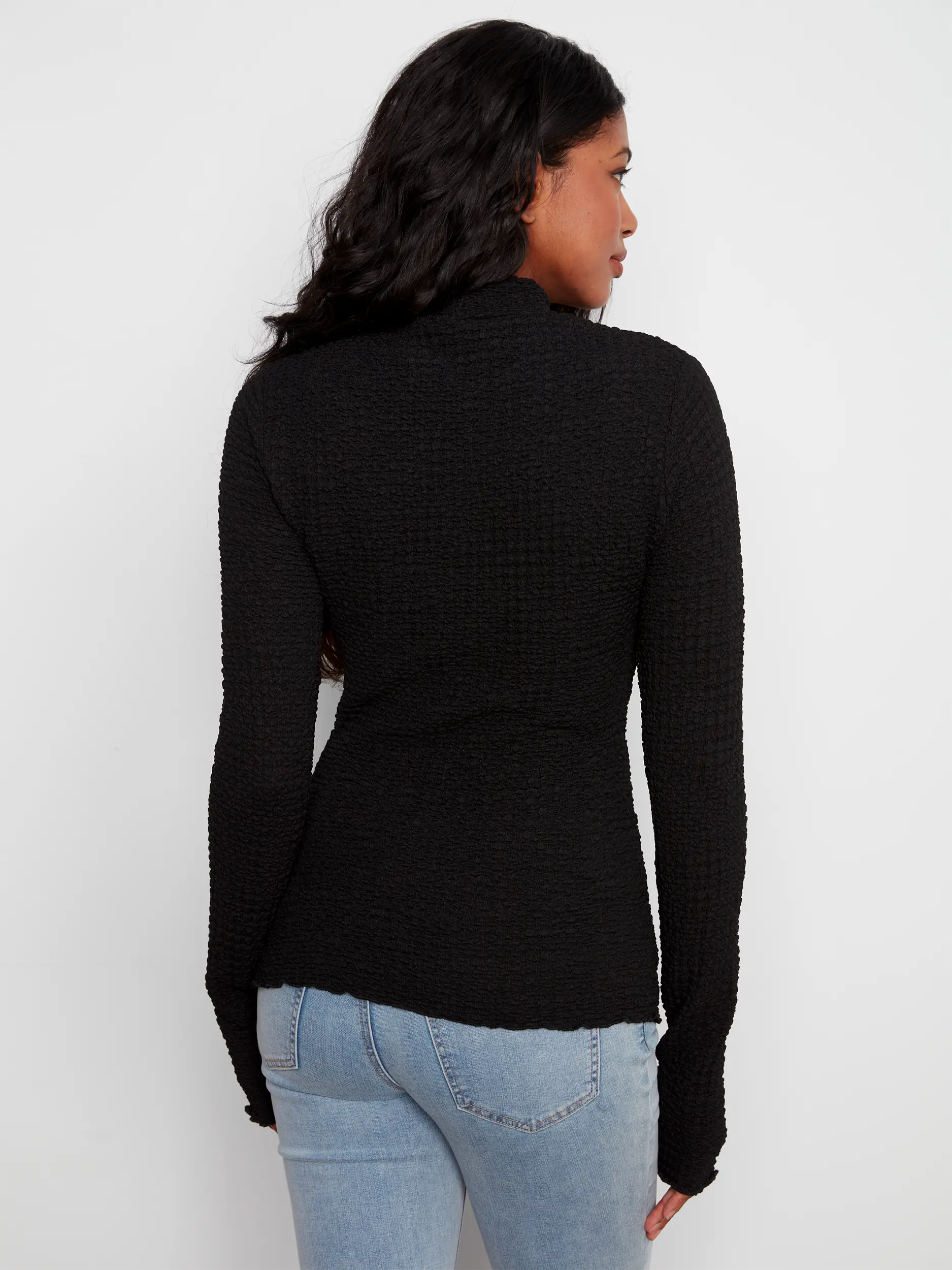 Bubble Knit LS Mock Neck