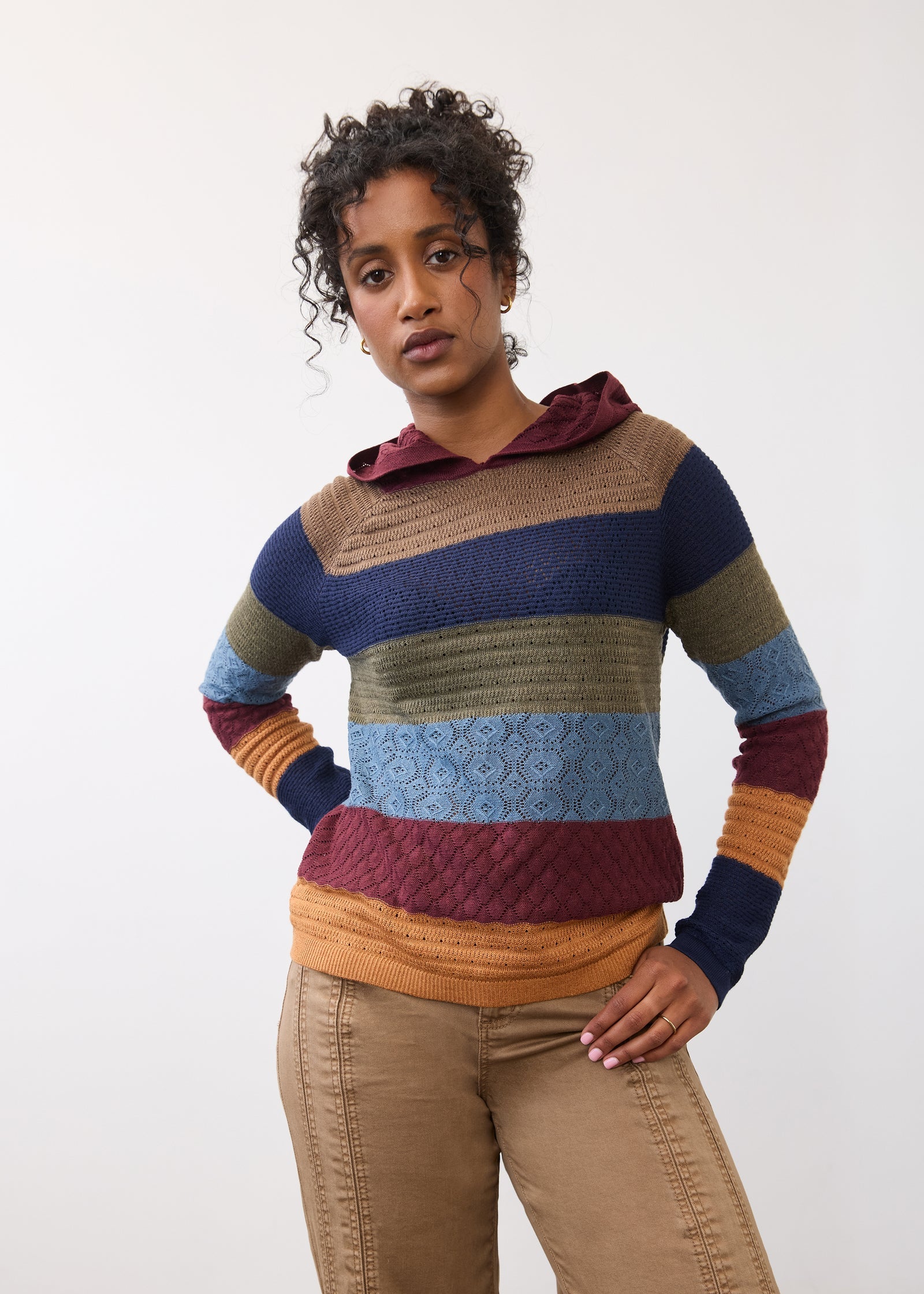 Hooded Stripe Sweater 1274246