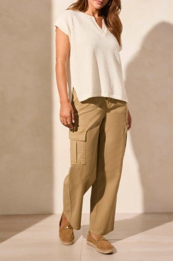 Slit V-Neck Extended Shldr Sweater