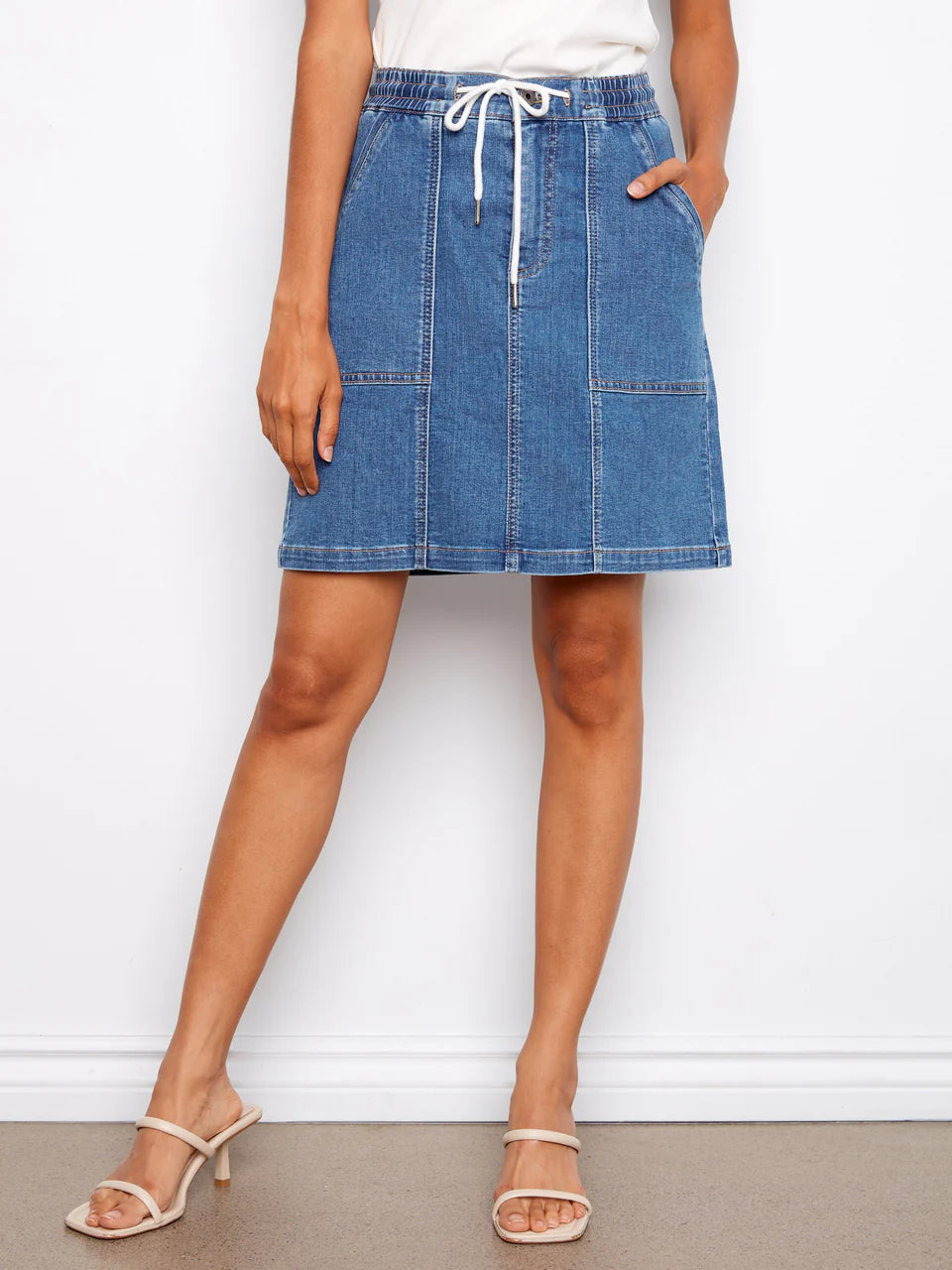 Drawstring Skort w/Patch Pocket