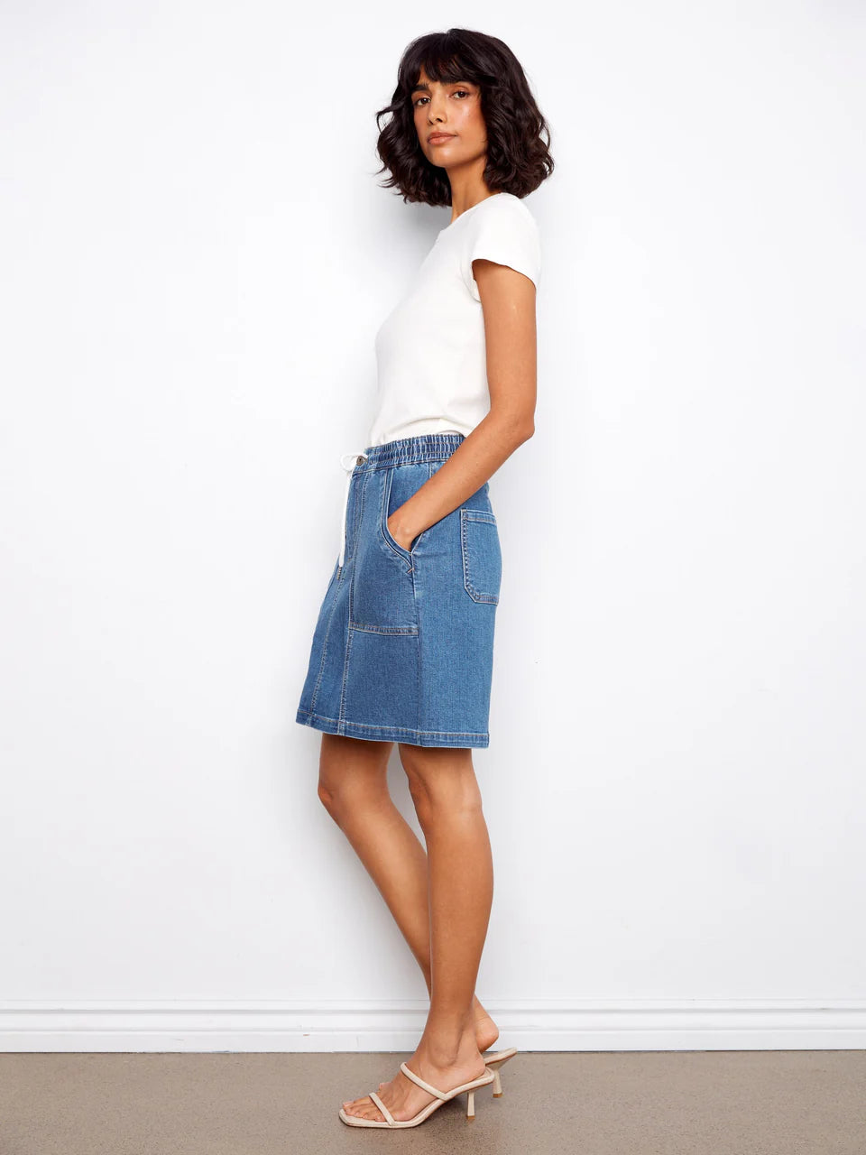 Drawstring Skort w/Patch Pocket