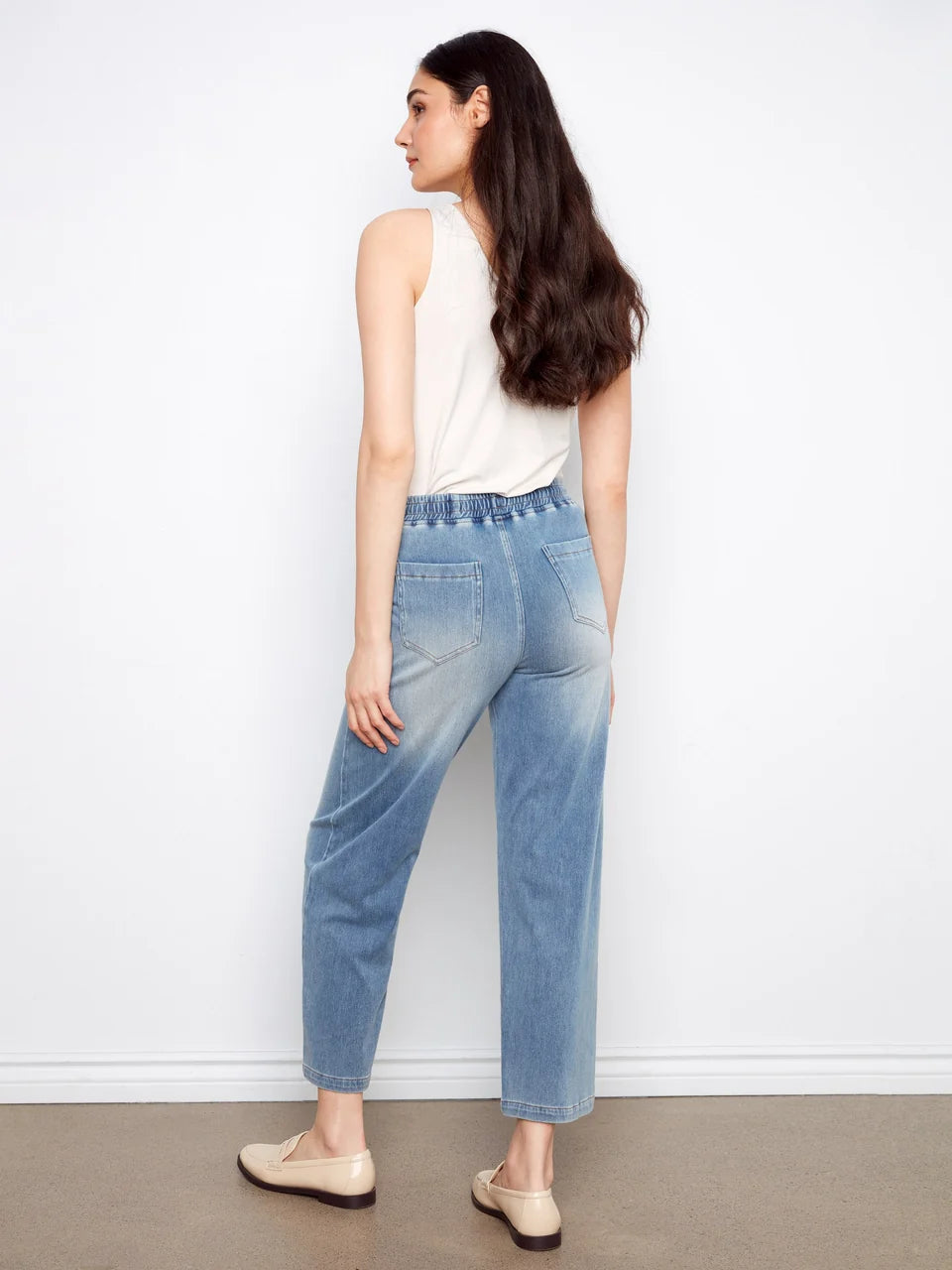 Knit Denim Wide Leg Jogger