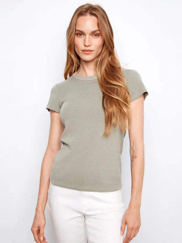 Tencel Rib Crew Neck T-Shirt