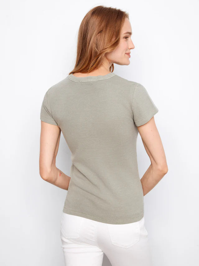Tencel Rib Crew Neck T-Shirt