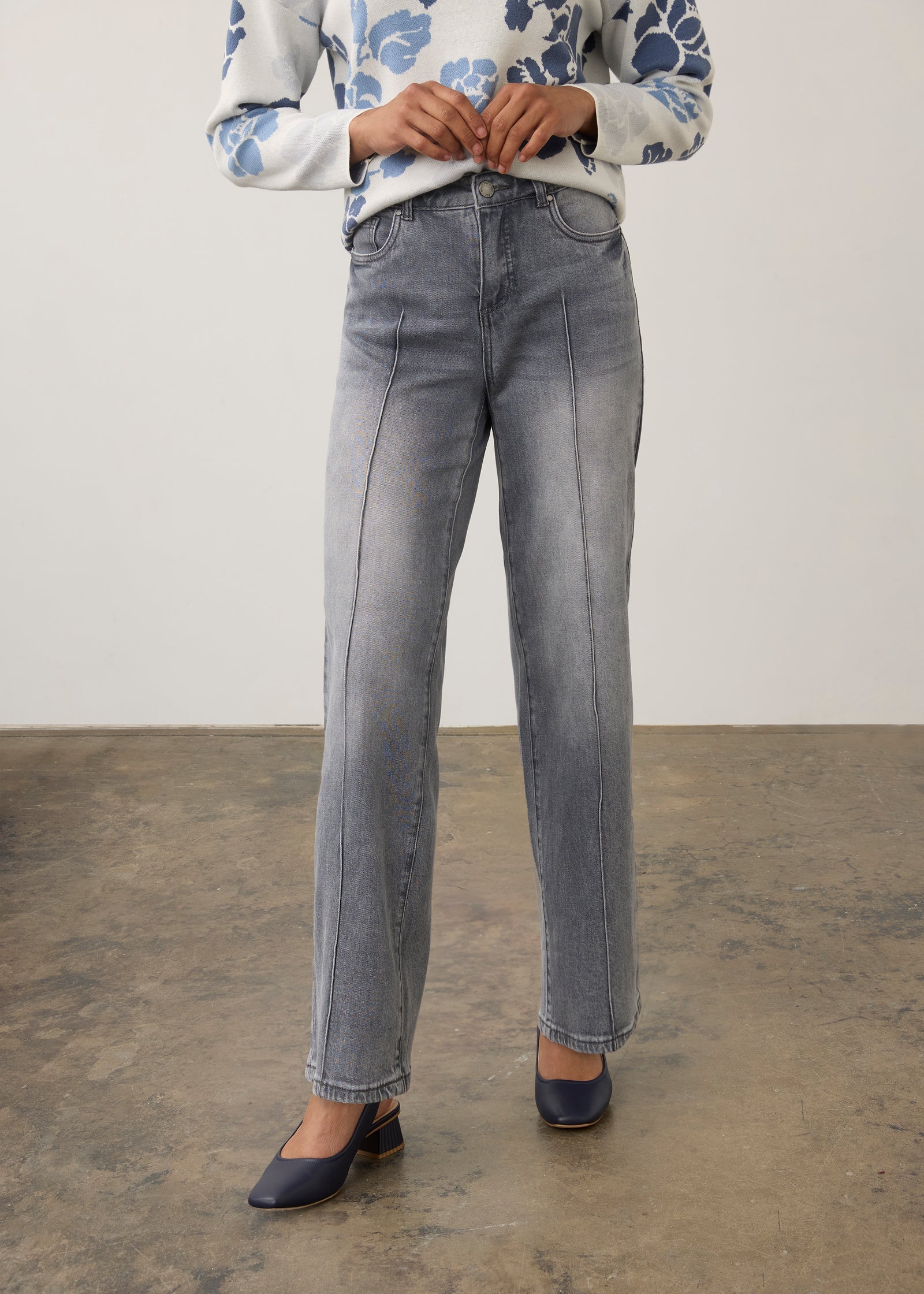Olivia Pintuck Wide Leg Denim
