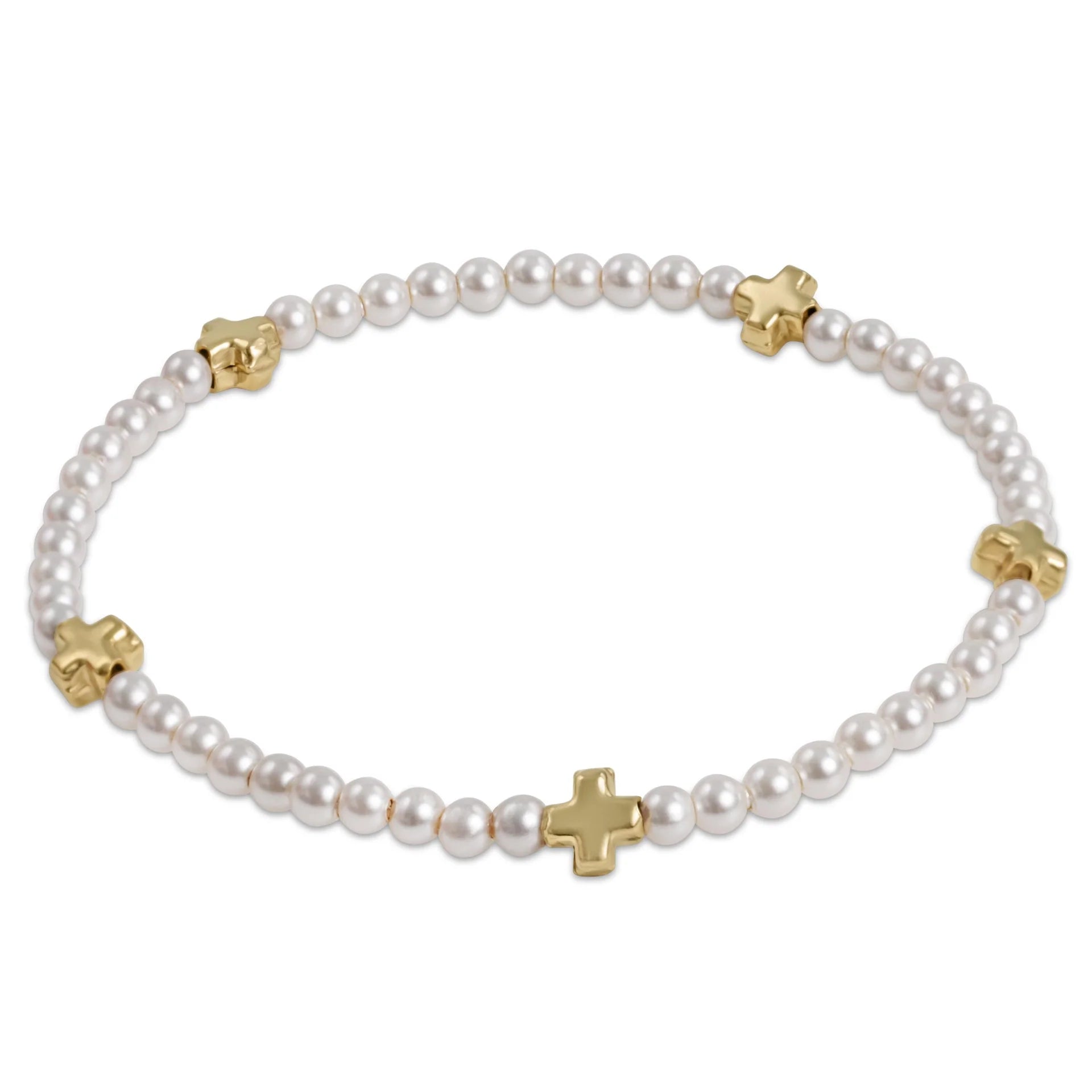 Signature Cross Gold Pattern 3mm Bead Bracelet