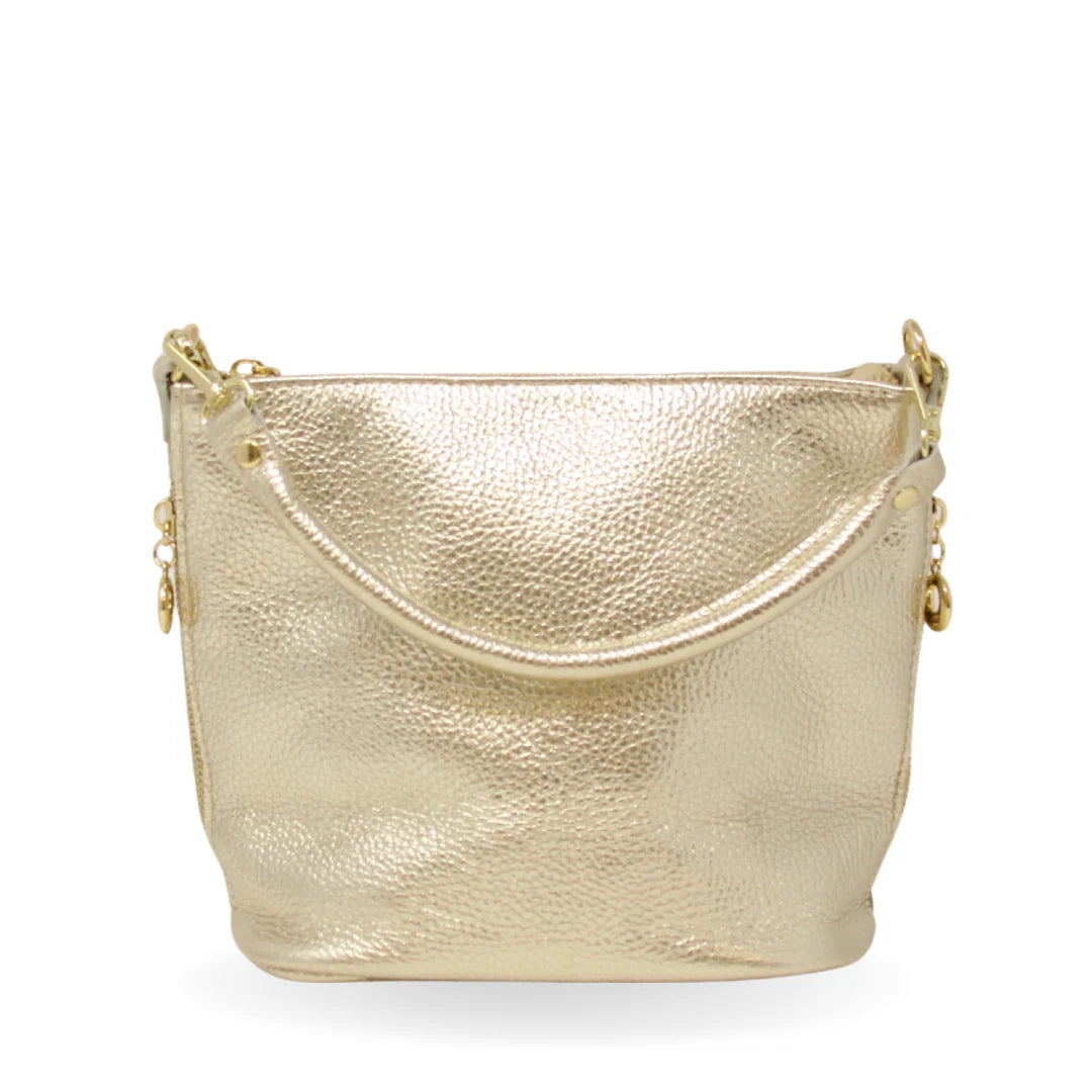 Genuine Italian Leather Zipper Mid-Bag