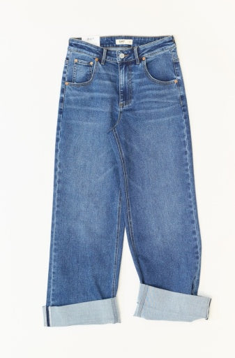 High Rise Cuffed Wide Leg Jean