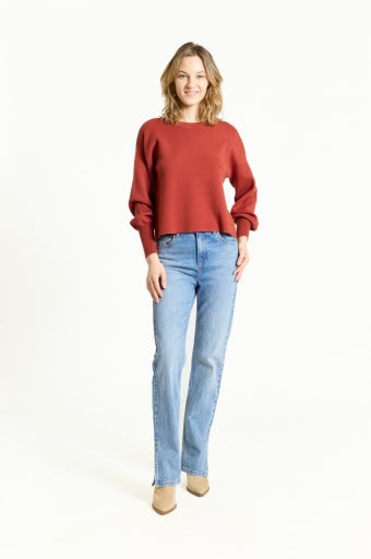 Cropped Balloon Sleeved Sweater