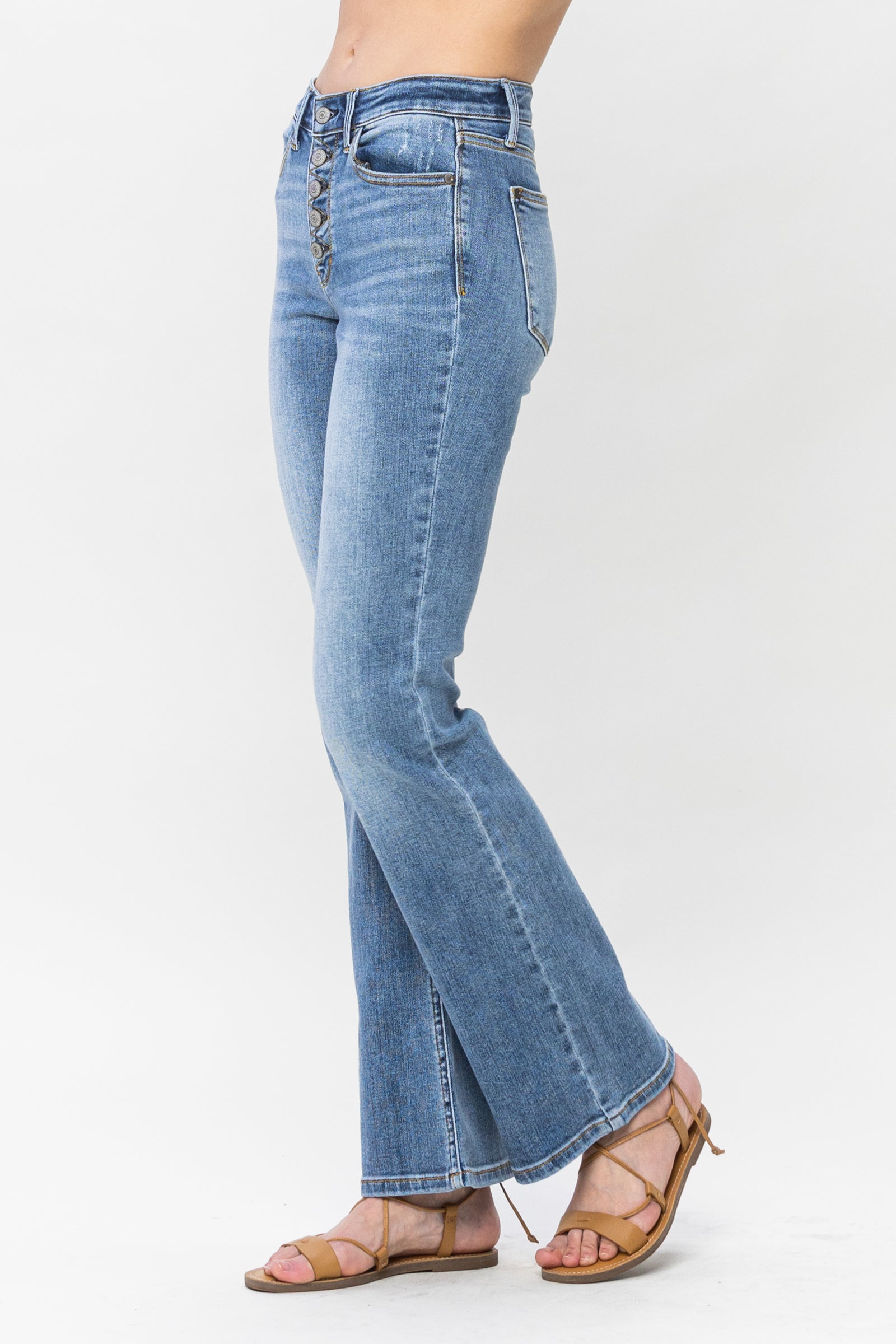 Mid Rise Vintage Button-Fly Bootcut