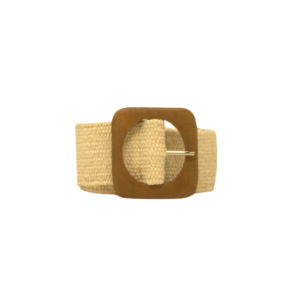 Straw Belt w/Wood Buckle