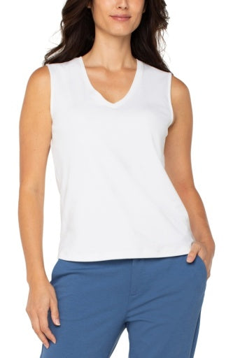 Sleeveless V Neck Knit Top