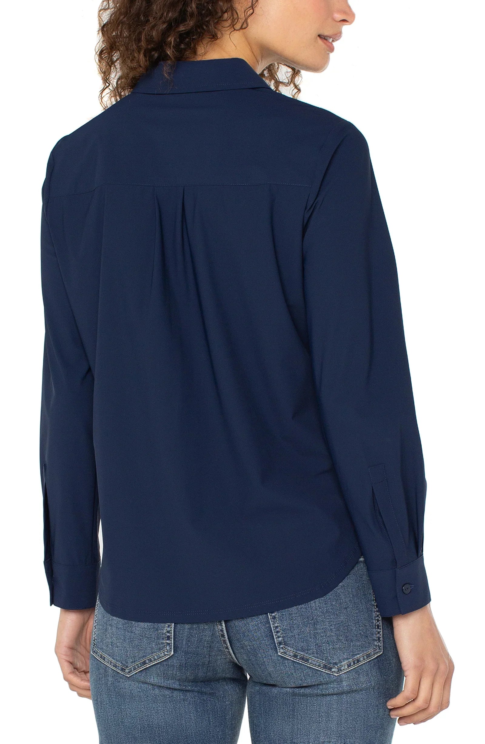 Long Sleeve Collared Zip Front Knit Shirt