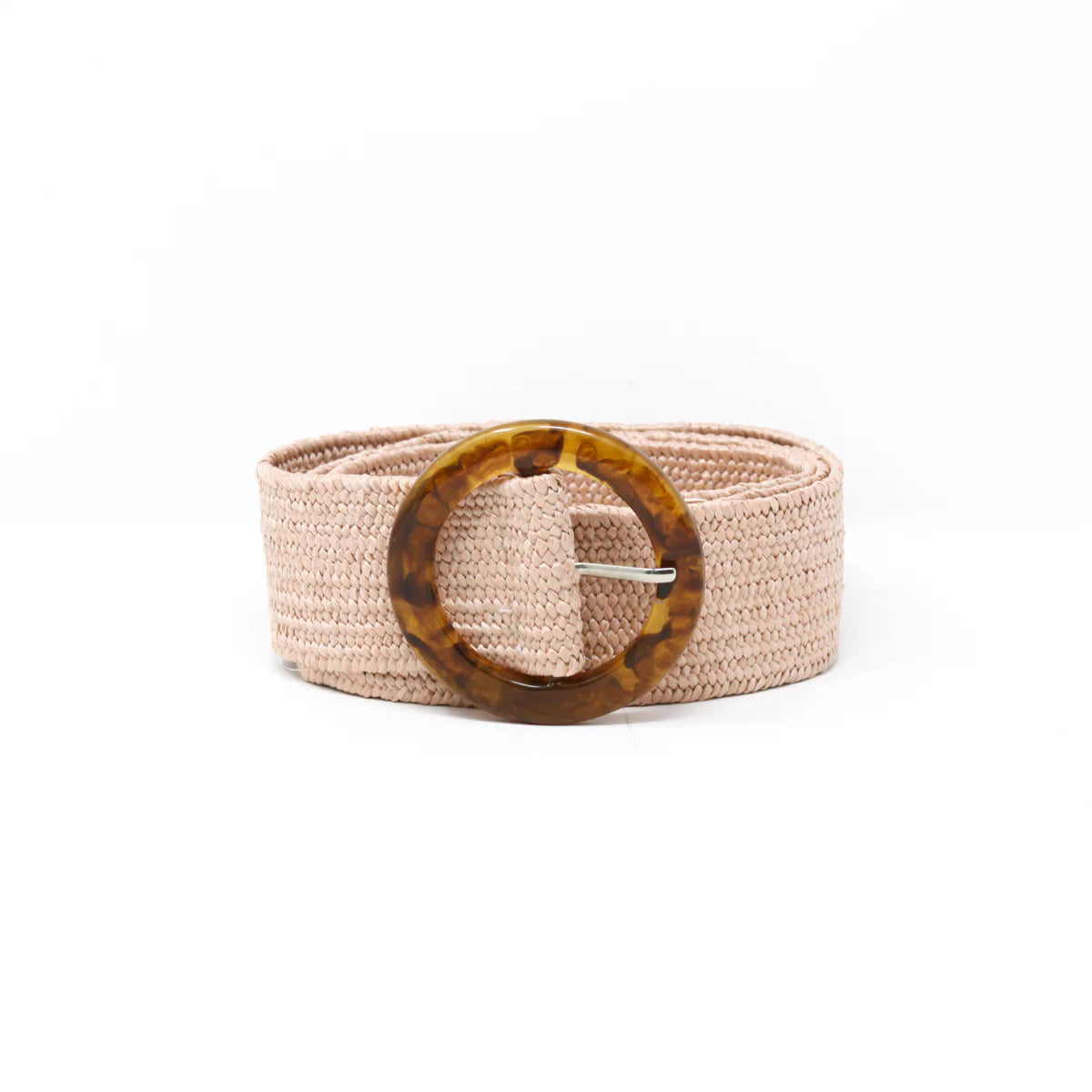 Raffia Stretch Belt w/Resin Buckle