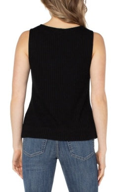 Sleeveless Boat Neck Rib Knit Top