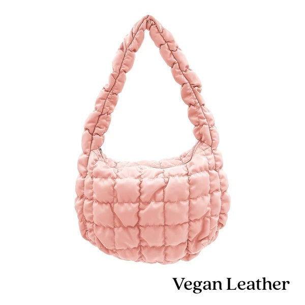 Vegan Leather Quilted Puffer Bag