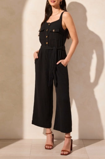 Cotton Gause Belted Jumpsuit