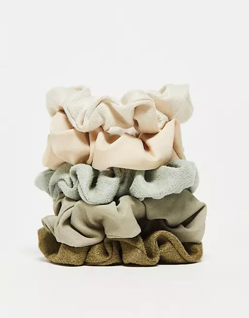 Assorted Textured Scrunchies 5pc Set