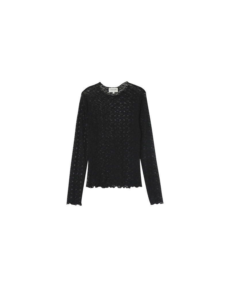 Nicole Transparant Lace Long Sleeve Top