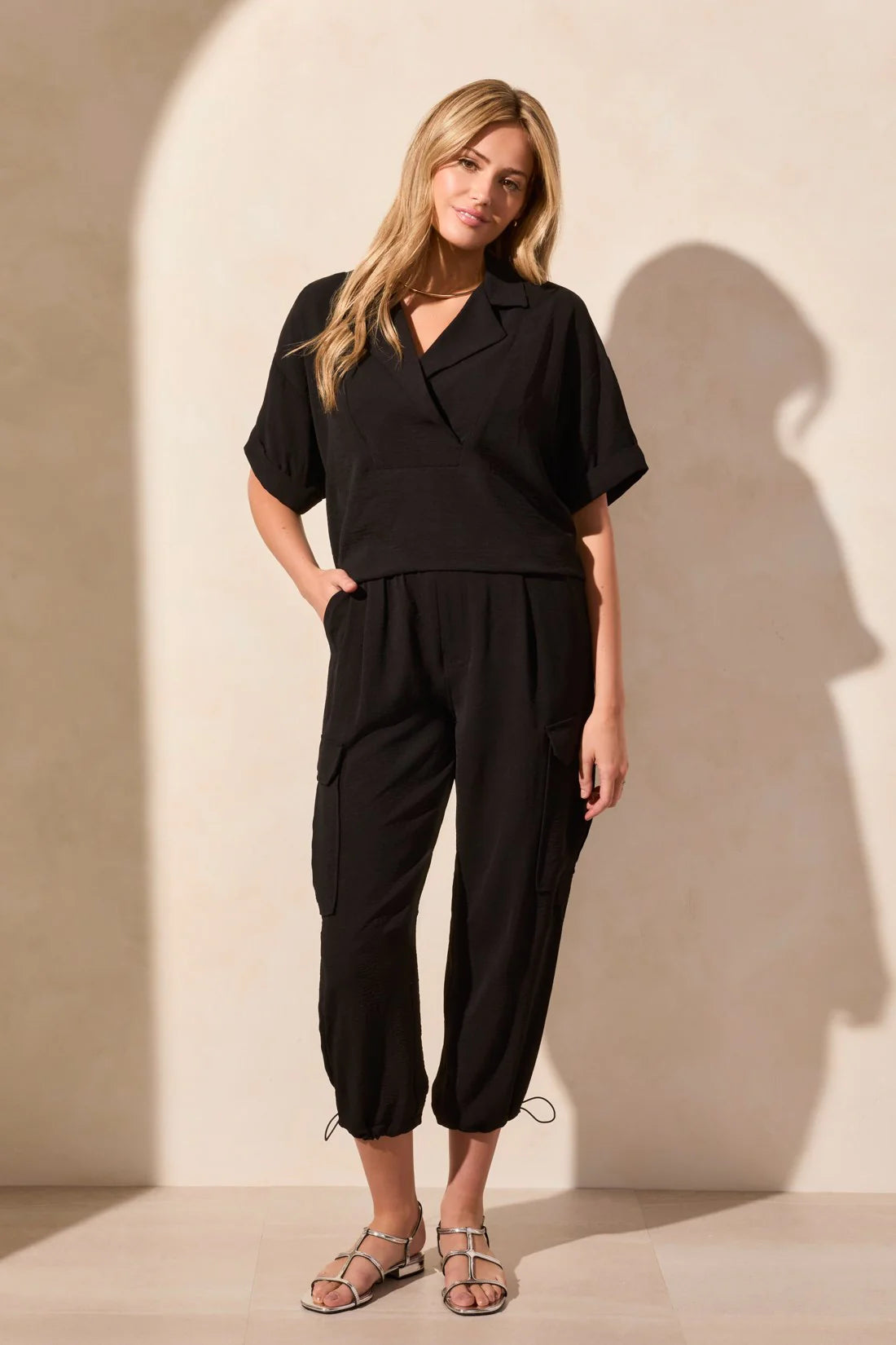 FLOWY POPOVER S/S SHIRT-COCOMILK