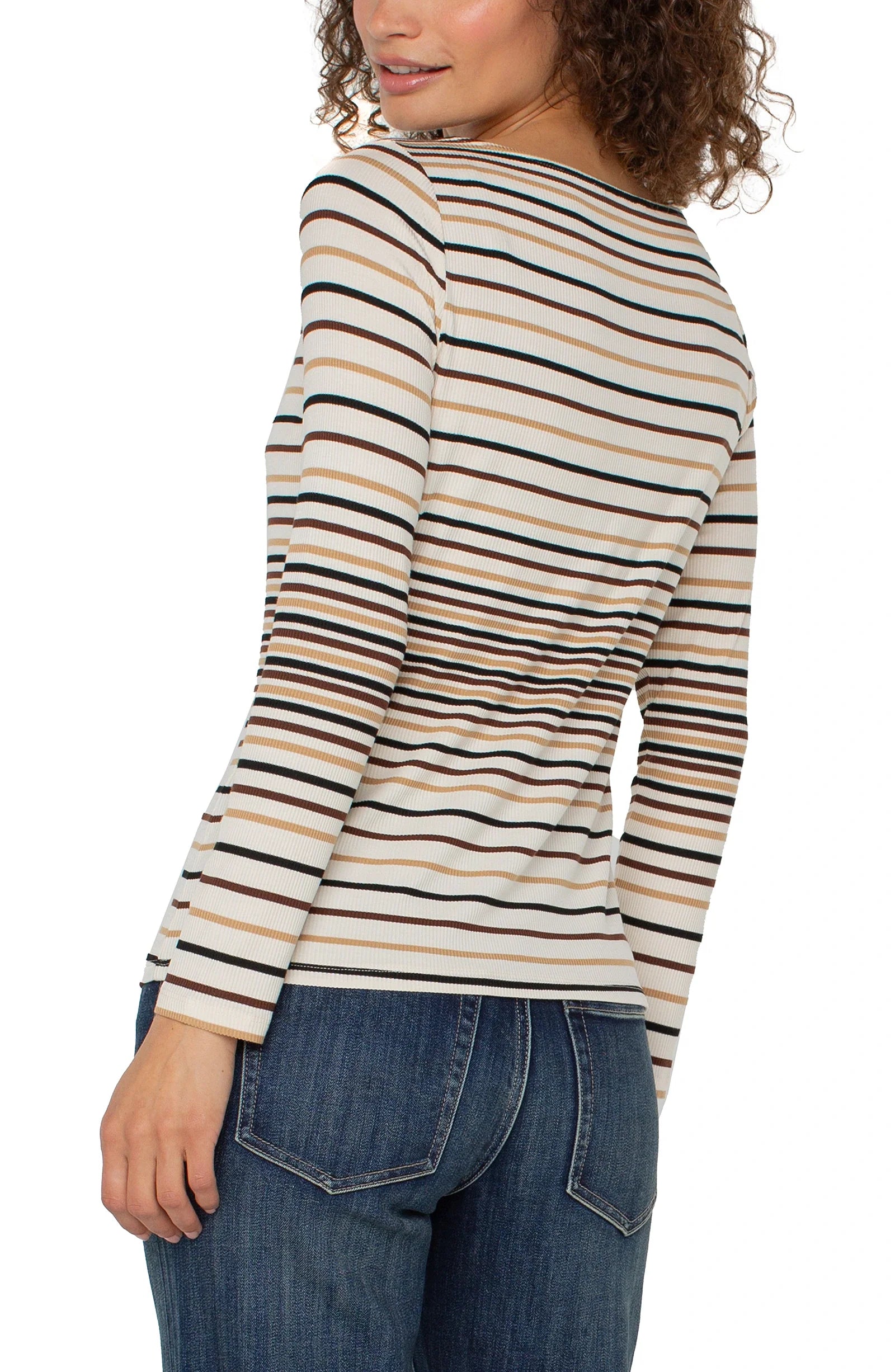 Long Sleeve Boat Neck Knit Top