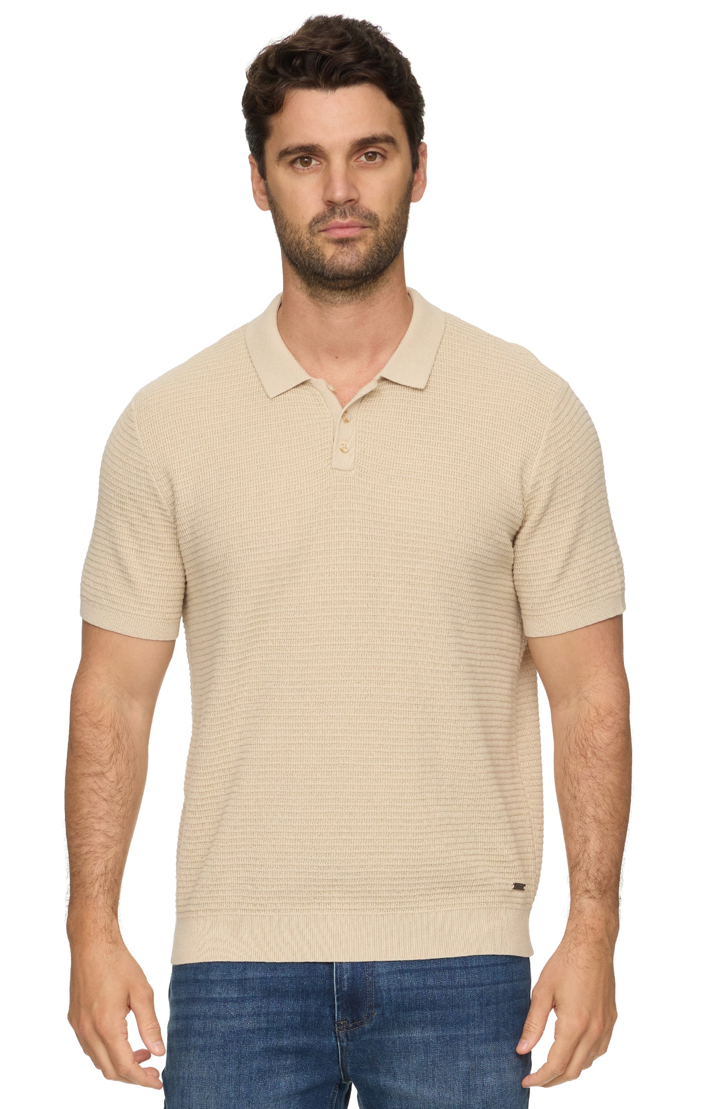 Donelly SS Textured Sweater Polo