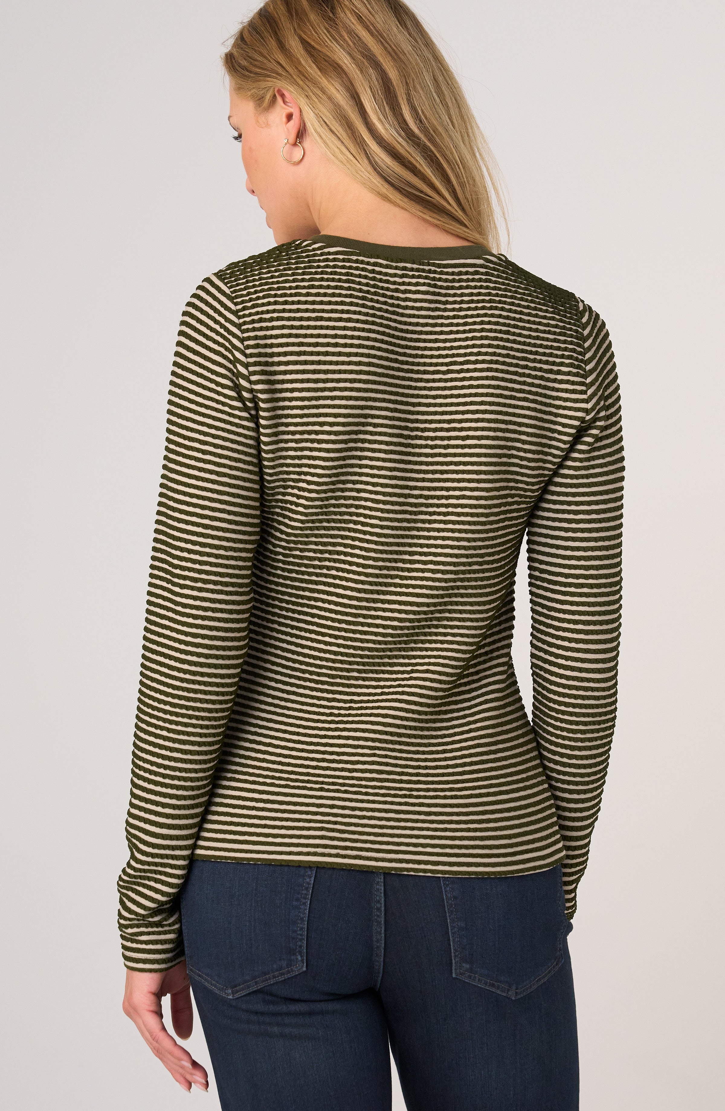 LS Knit Henley Top w/ Sweater Trim