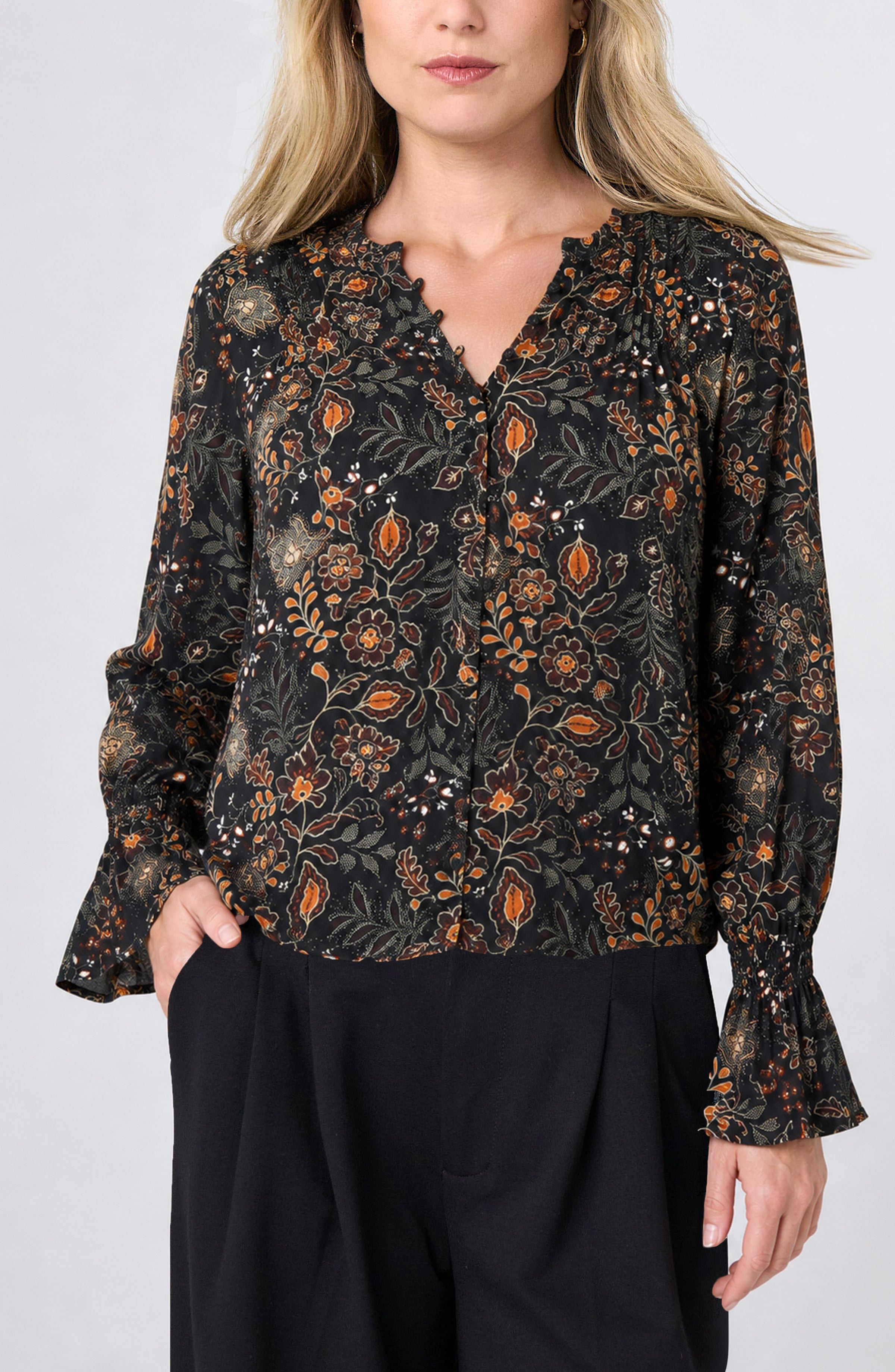 LS Woven Blouse w/ Pintucks