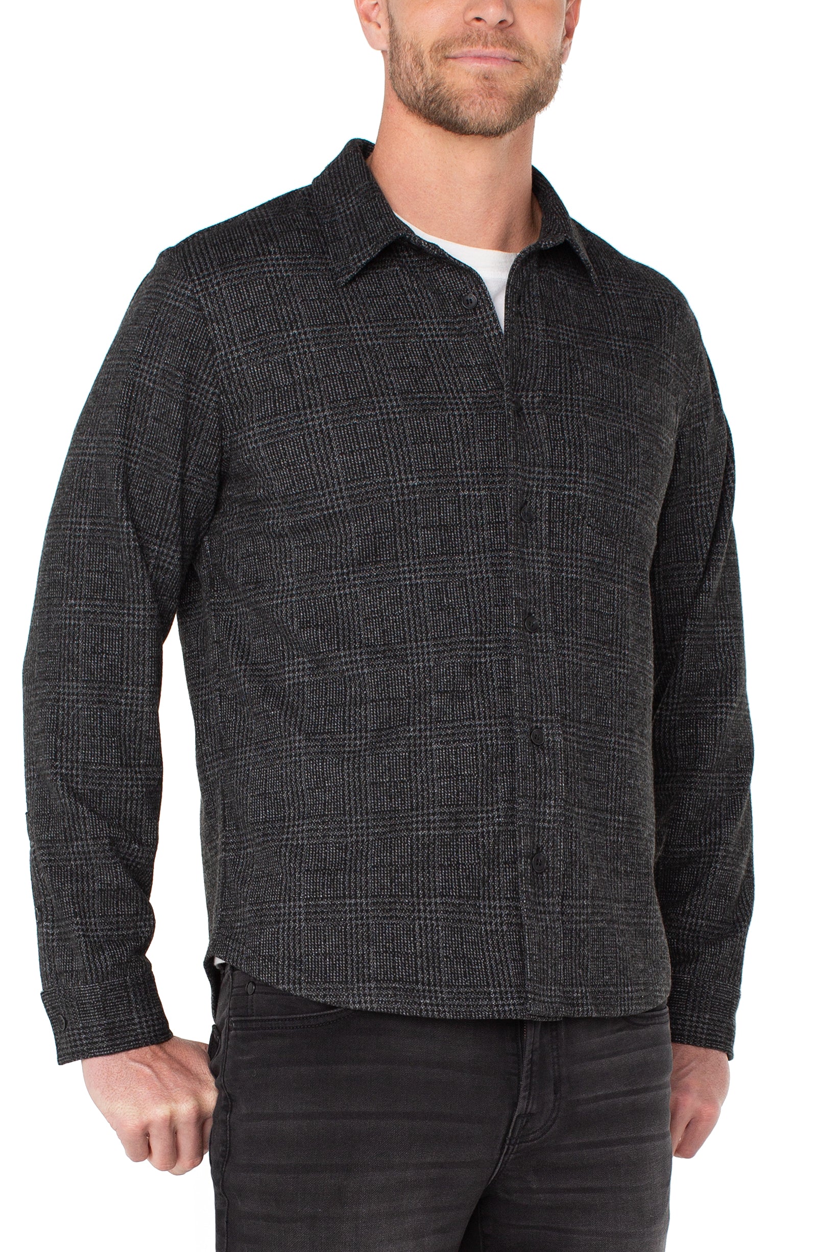 Knit LS Button Up Shirt