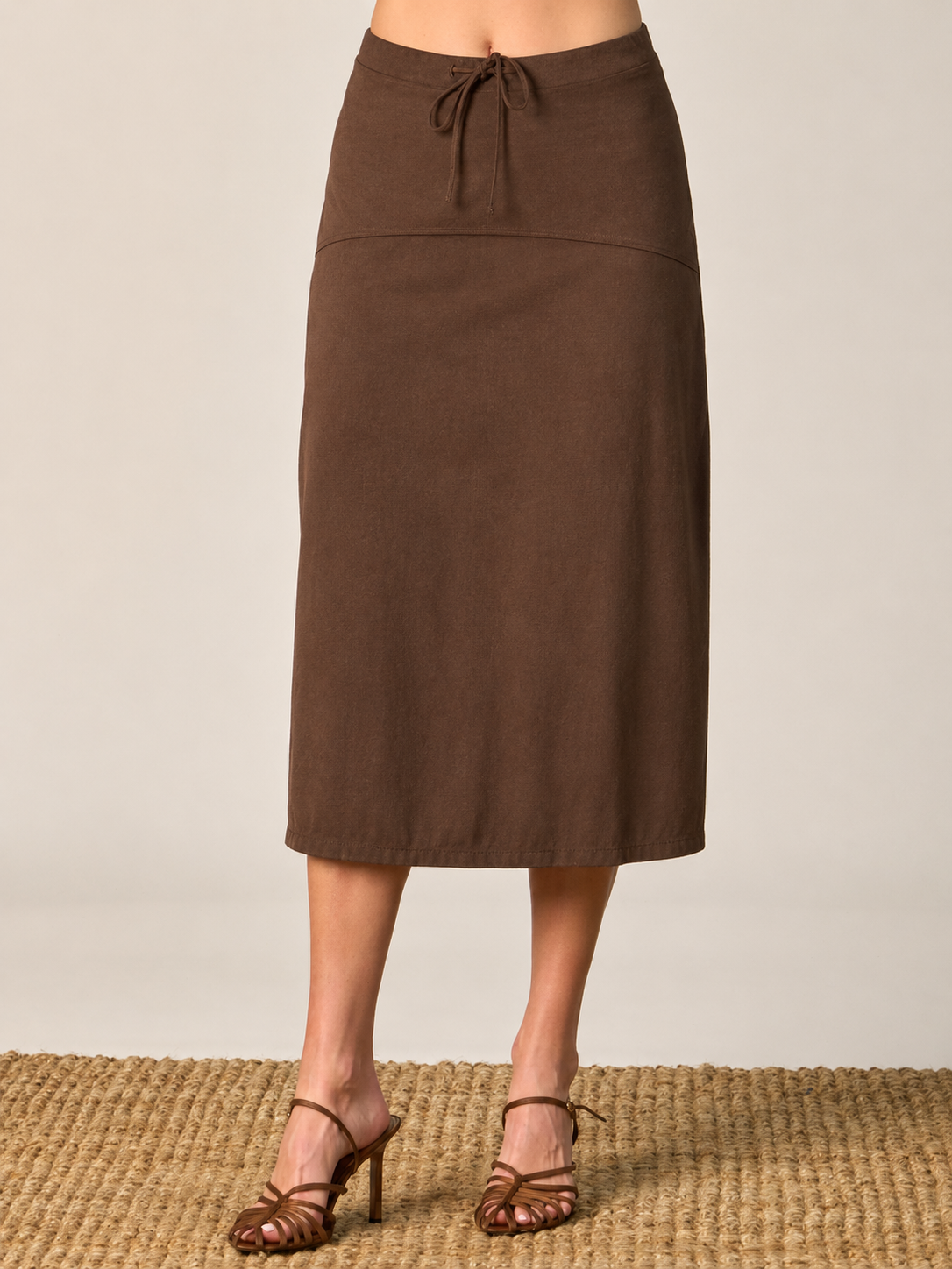 Faux Suede Flare Midi Skirt