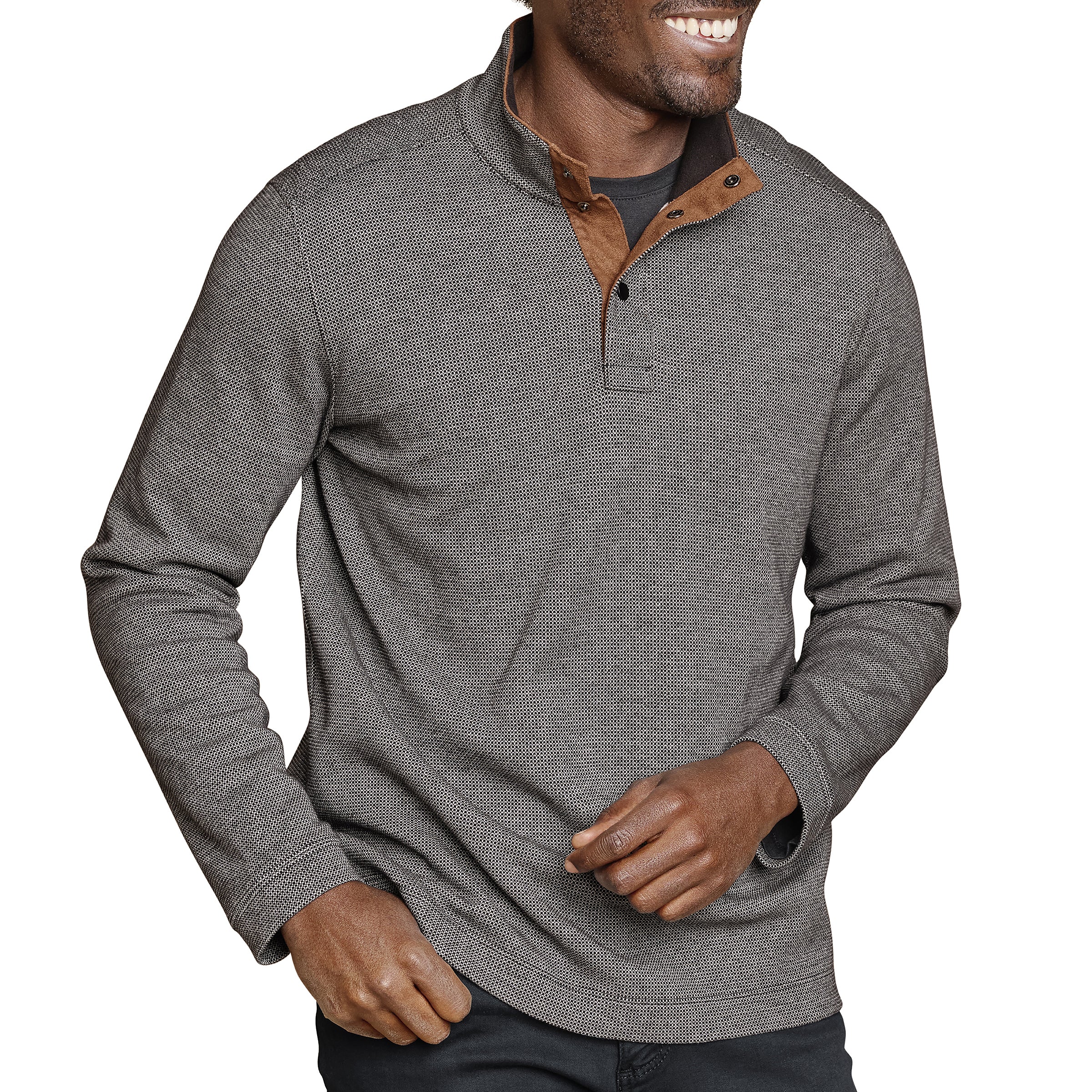 Knit Jacquard Quarter-Snap Pullover