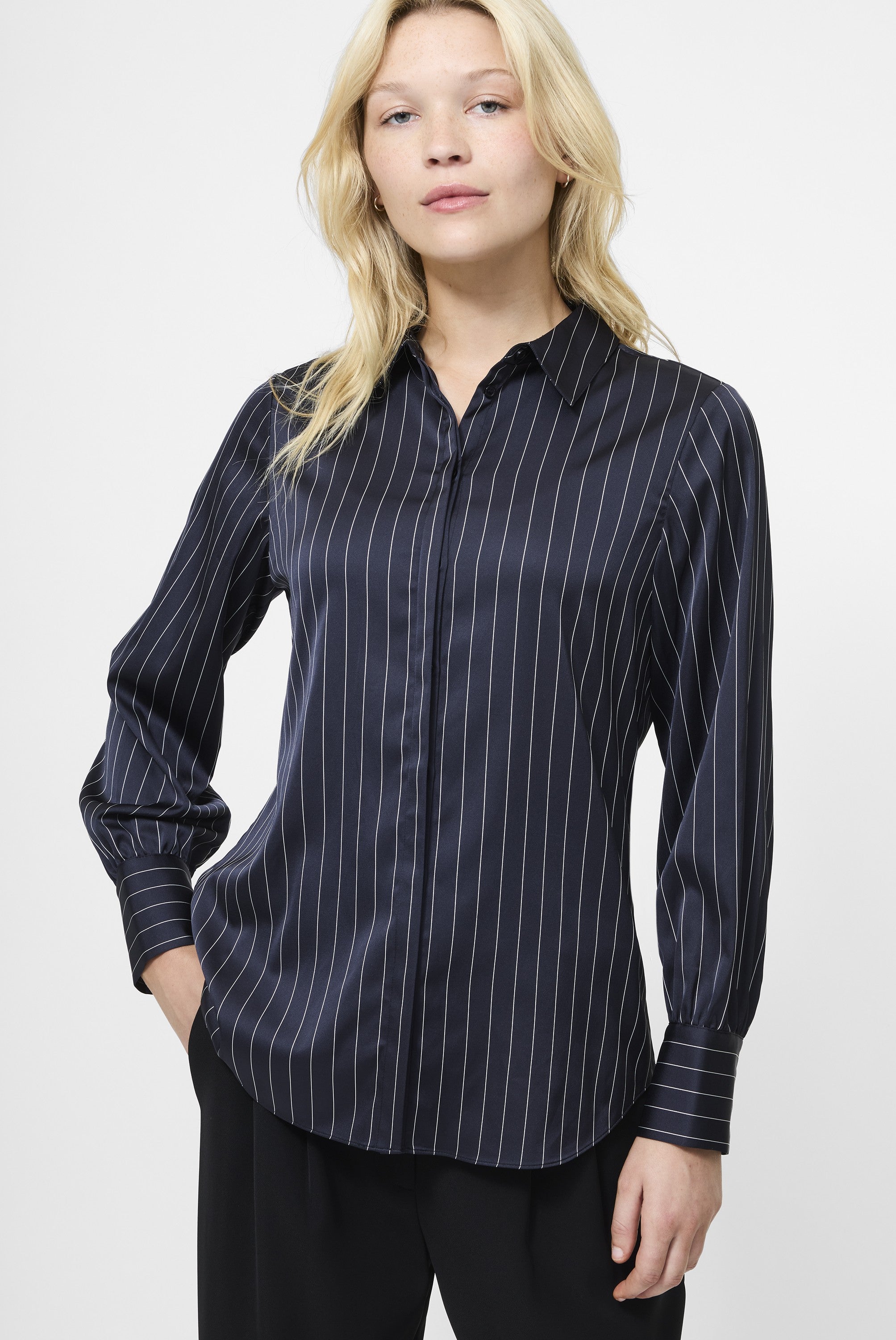 Satin Pinstripe Blouse