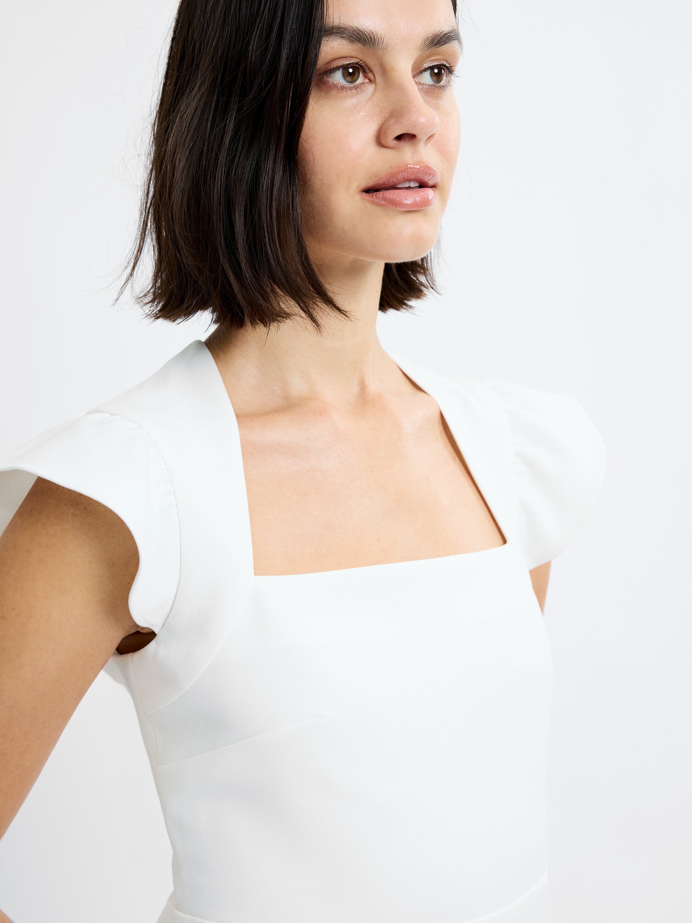 Whisper Square Neck Flutter Sleeve Dress