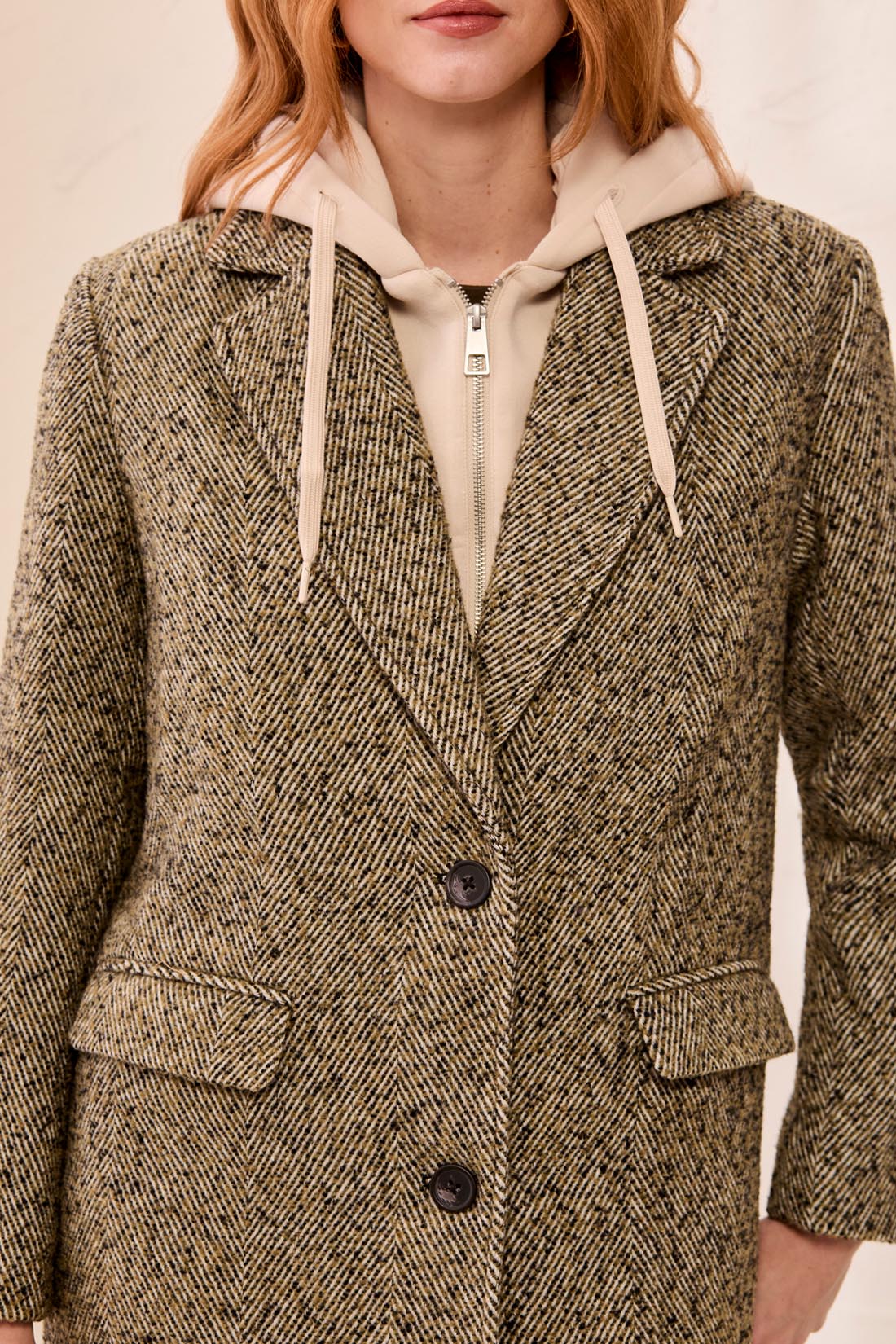 CAR COAT W REMOVABLE HOOD FOOLER-SADDLEBROWN
