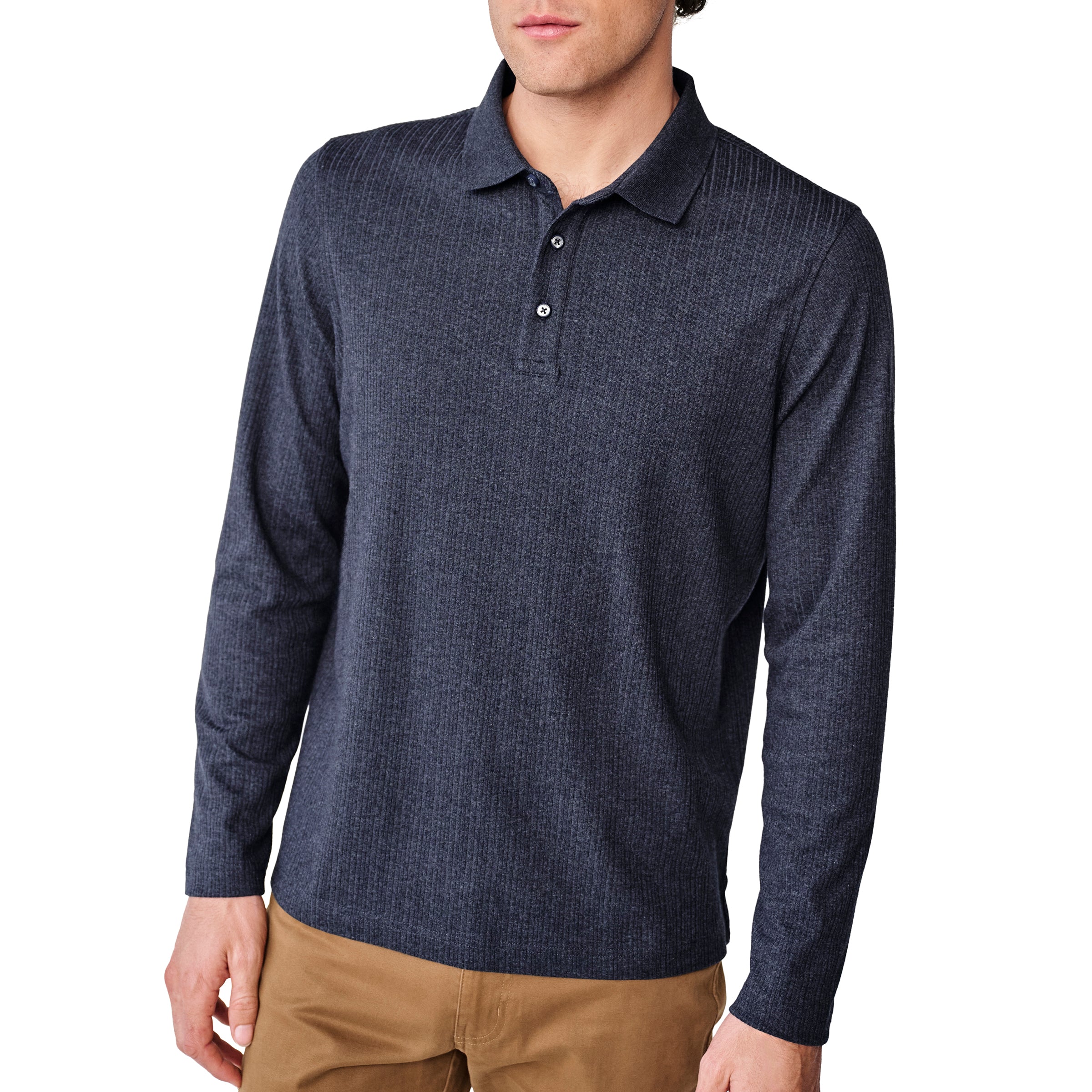Quincy Ribbed Long Sleeve Polo