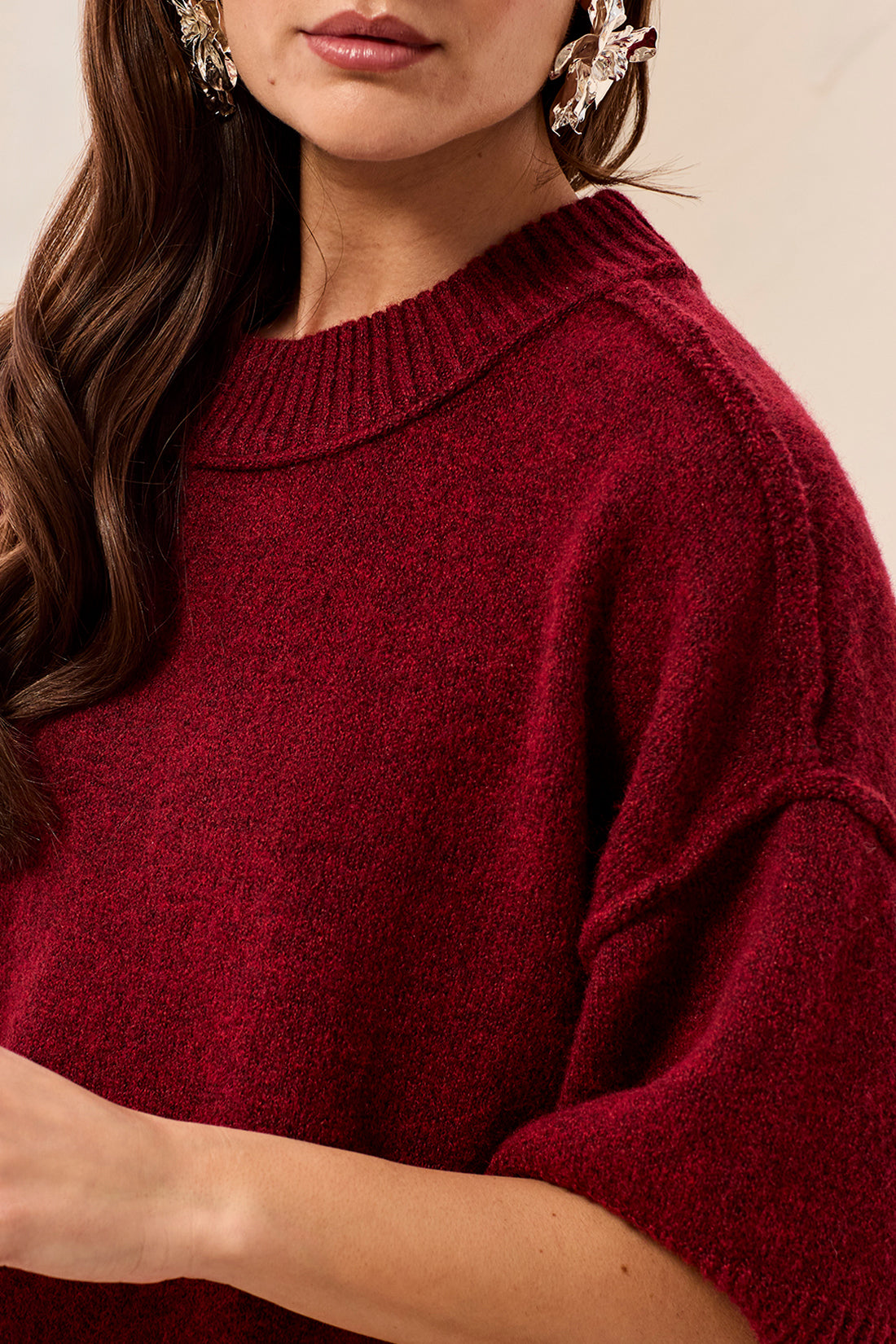 Lofty Elbow Sleeve Crewneck Sweater
