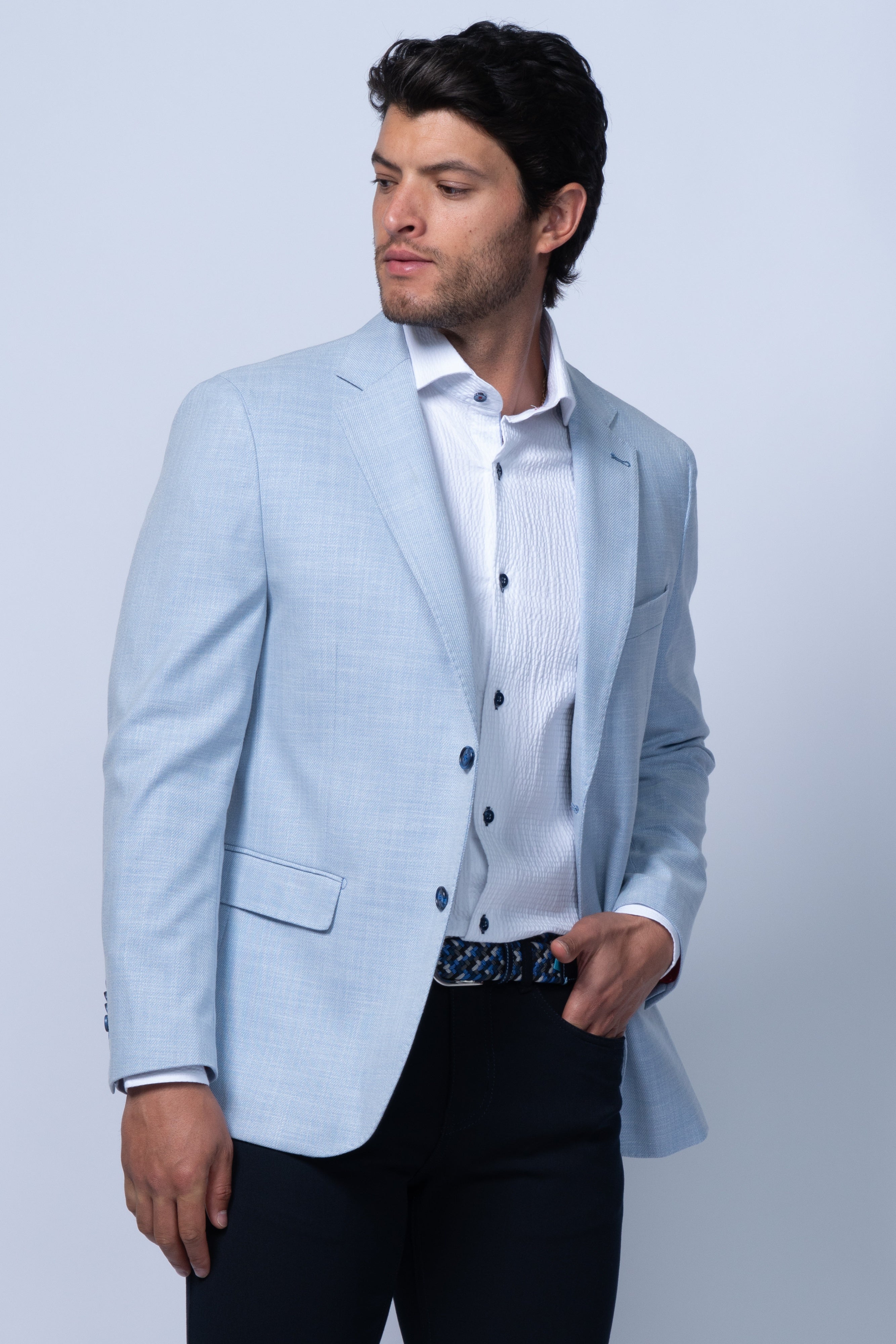 Houston Light Blue Twill Stretch Blazer
