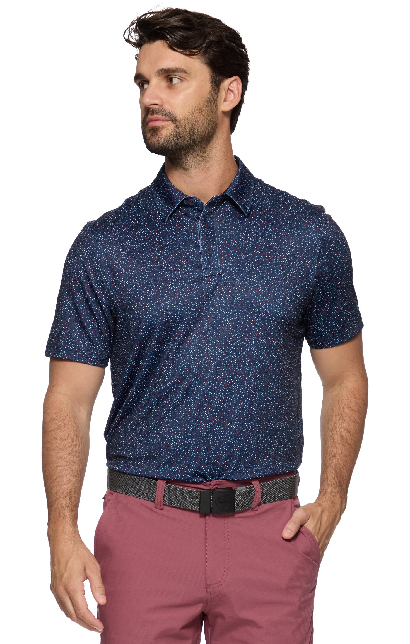 Scofield SS Americana Martini Print Performance Polo